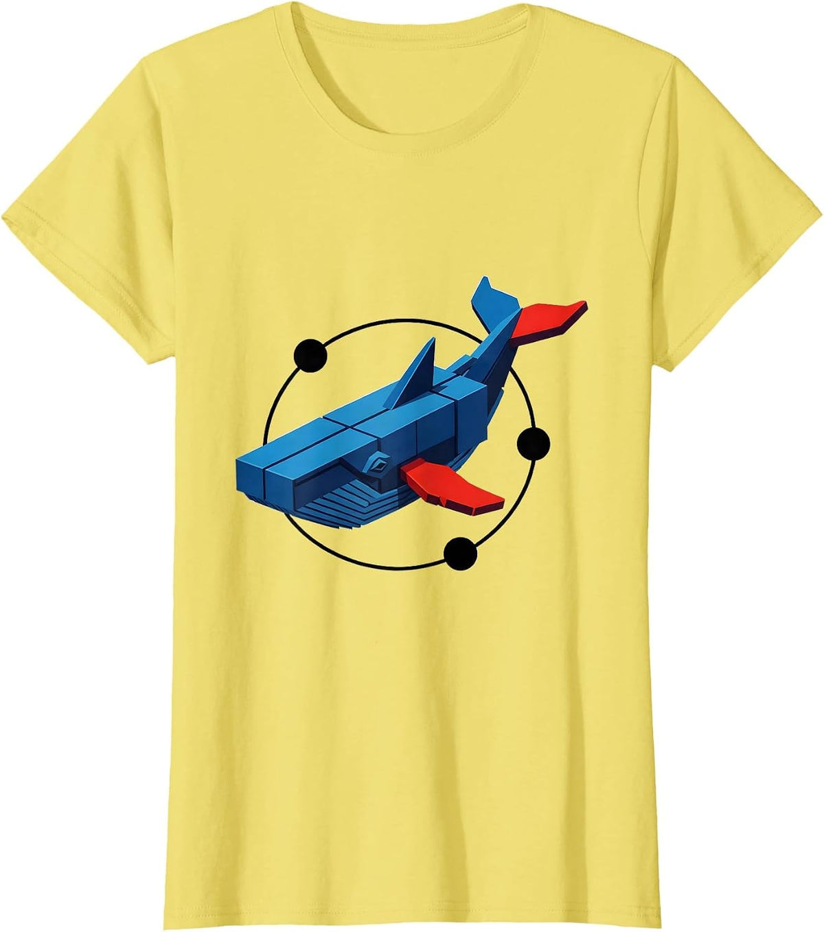 Whale Silhouette Bauhaus Modernist Ocean Animal Humor T-Shirt - Lemon Yellow