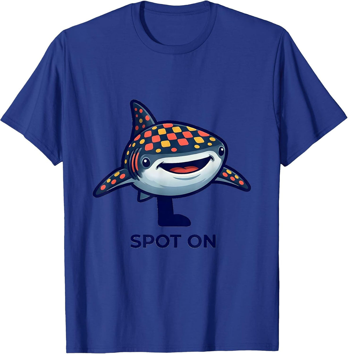 Men's Spot On Cheerful Whale Shark Mascot Ocean Wildlife Humor T-Shirt - Royal Blue