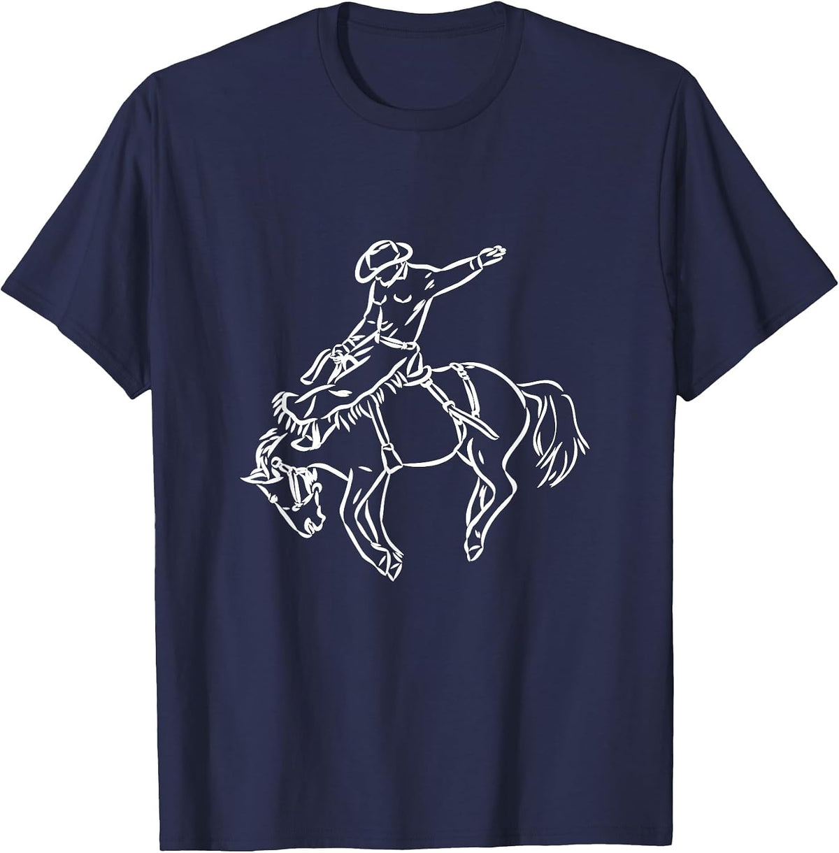Vintage Rodeo Shirt Bucking Bronco Horse Riding Cowboy T-Shirt - Navy Blue