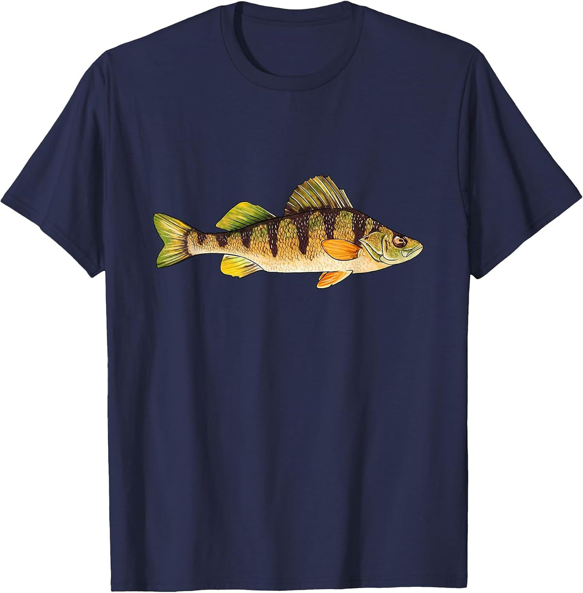 Funny Yellow Bass Fishing Freshwater Fish Fisherman T-Shirt - Navy Blue
