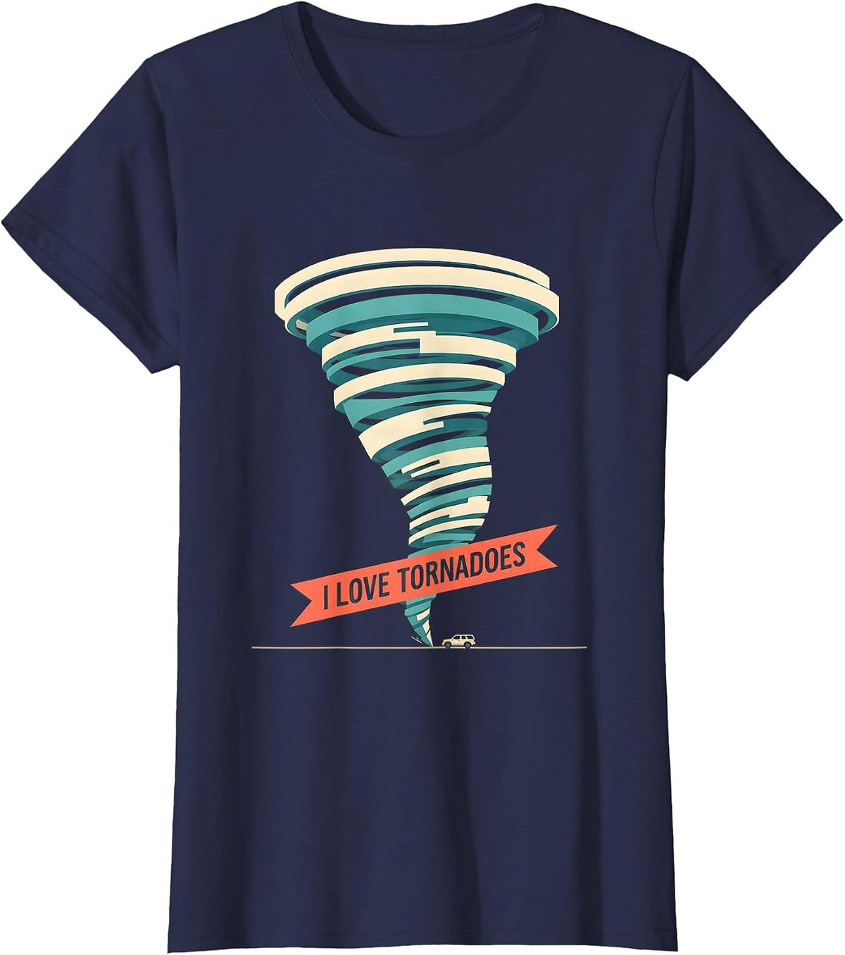 Women's I Love Tornadoes Flat Vector Storm Chaser Meteorology T-Shirt - Navy Blue