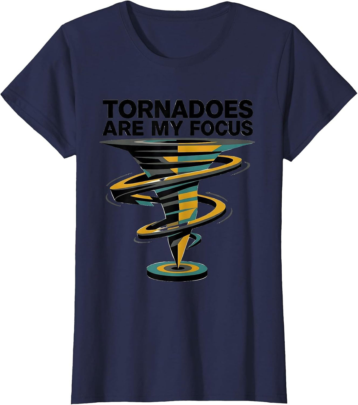 Women's Tornadoes Are My Focus Midcentury Modern Meteorology T-Shirt - Navy Blue