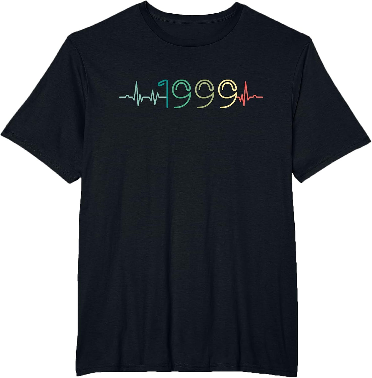 Twenty One 90s 21 Years Olds 1999 Heartbeat 21st Birthday T-Shirt - Black