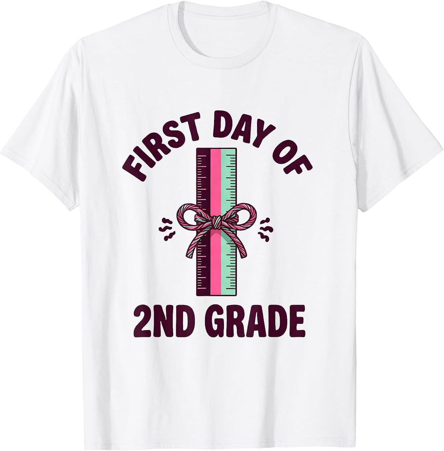 Men's First Day Of 2nd Grade Coquette Back To School Girls Kids T-Shirt - White