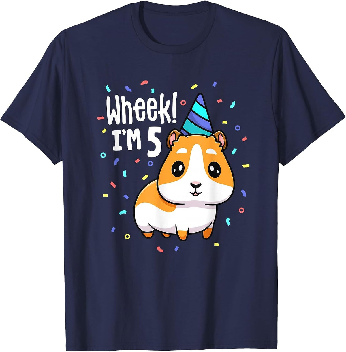 Guinea Pig Birthday Party Wheek Kids 5 Year Old 5th Outfit T-Shirt - Navy Blue