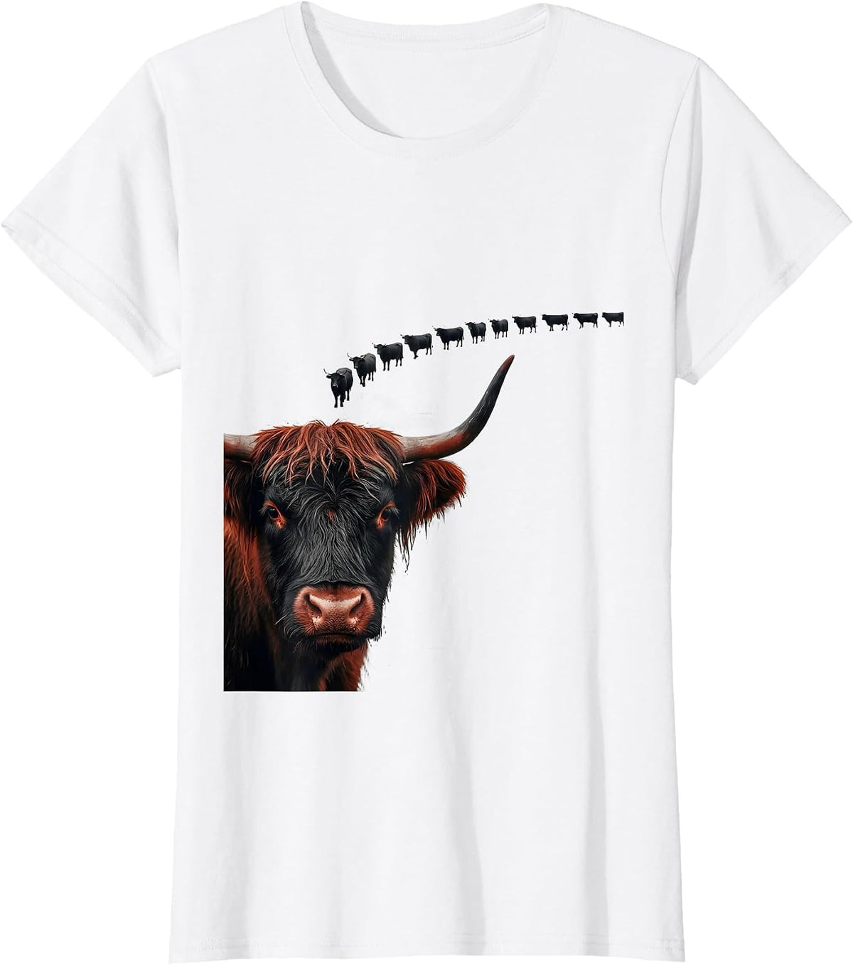 Women's Highland Cow Minimalist Farm Animal Humor T-Shirt - White