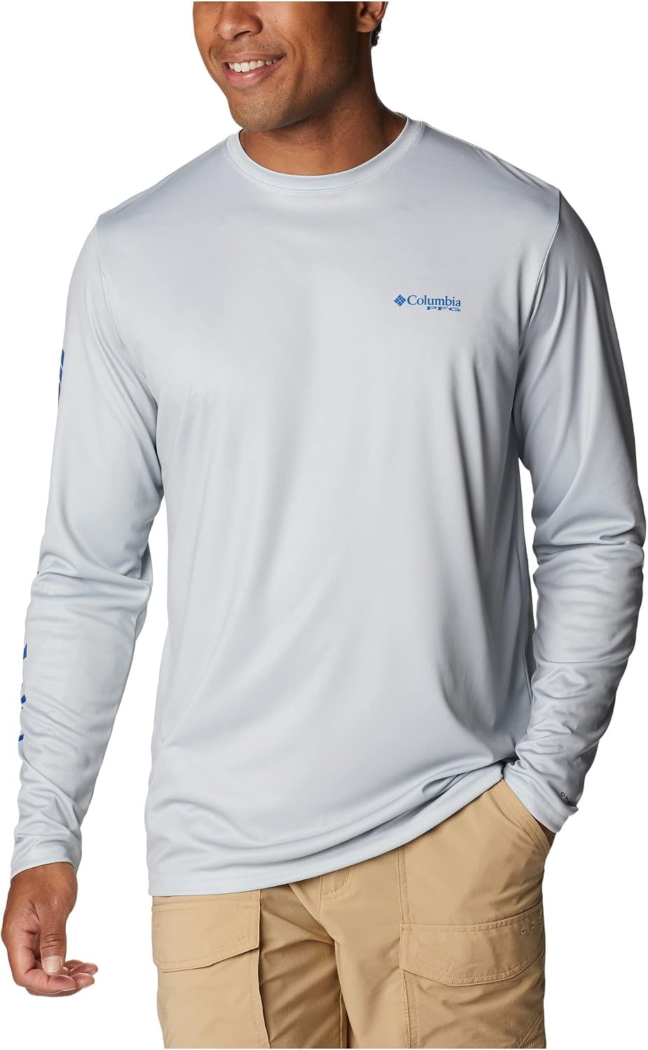 Columbia Terminal Tackle PFG™ Carey Chen Long Sleeve - Cool Grey\/Vivid Blue Intruder
