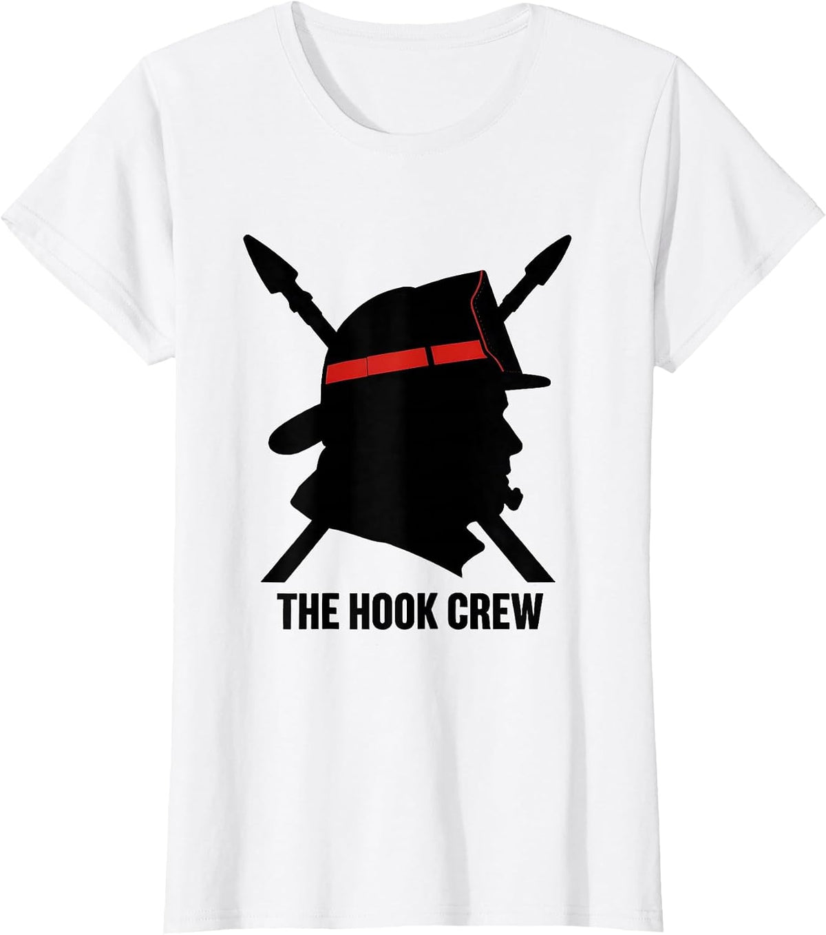 THE HOOK CREW Firefighter Silhouette Humor Tribute Gift T-Shirt - White