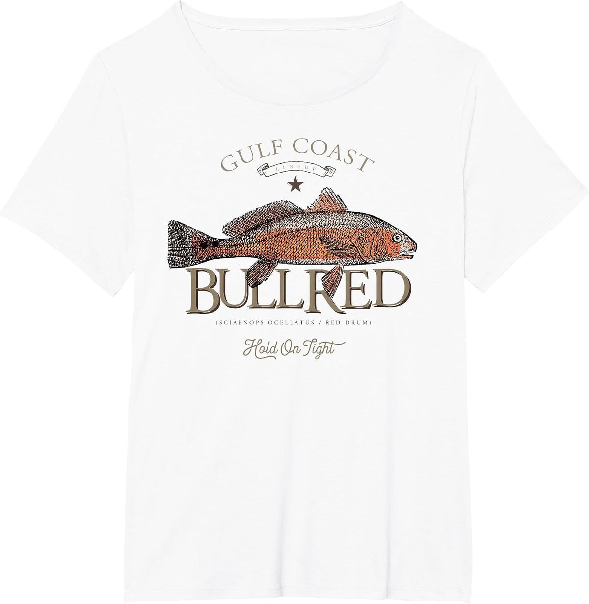 Fishing Gulf Red Drum Redfish Bull Red T-Shirt - White