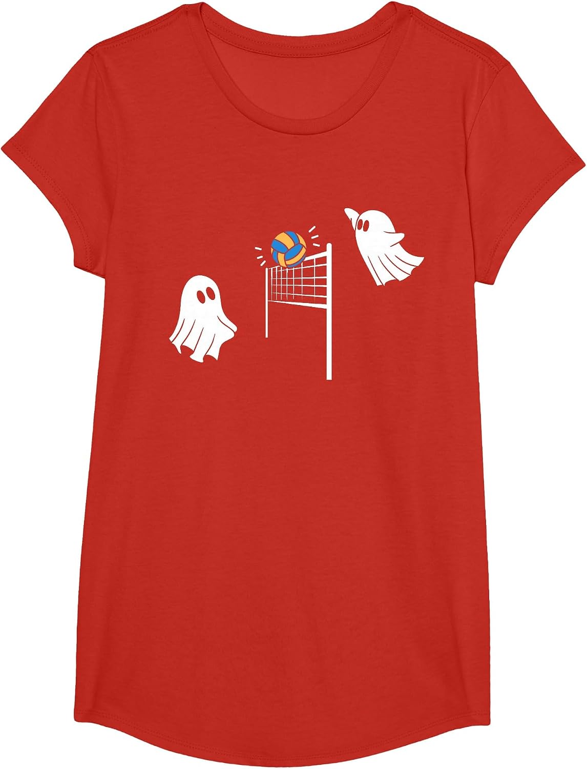 Funny Volleyball Halloween Ghost-Volleyball Sports Lovers T-Shirt - Girls Red