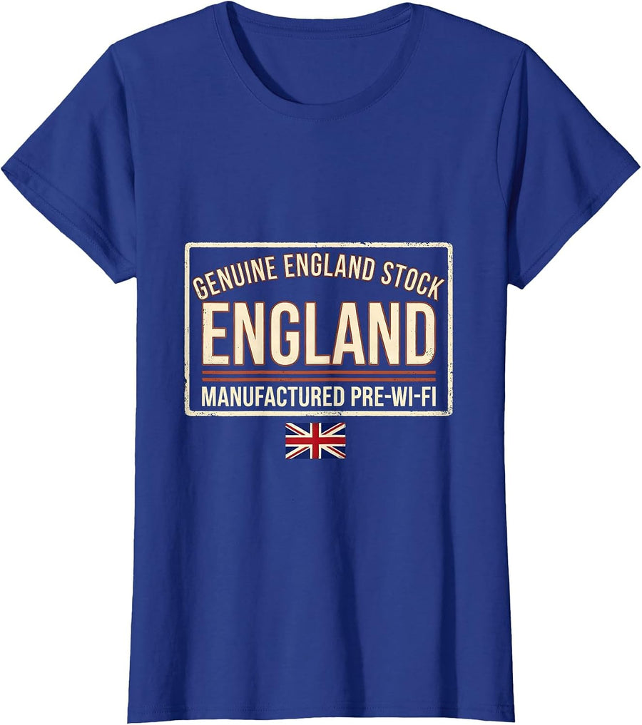 Women's Genuine England Stock Manufactured Pre-Wi-Fi Vintage T-Shirt - Royal Blue