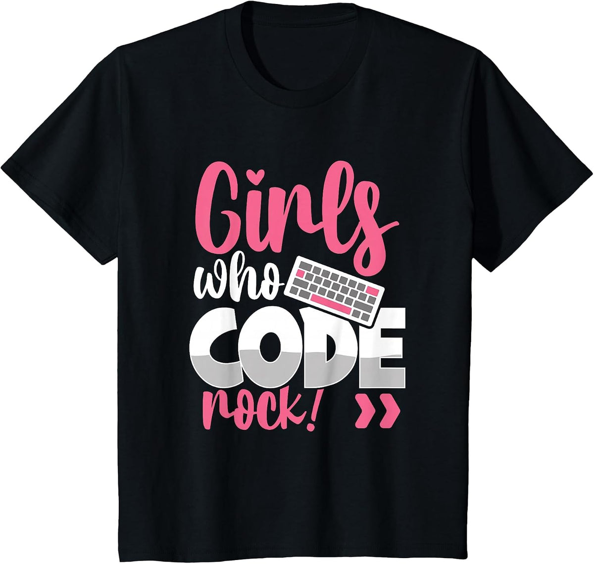 Girls Who Code Rock Female Developer Programmer Game Coder T-Shirt - Black
