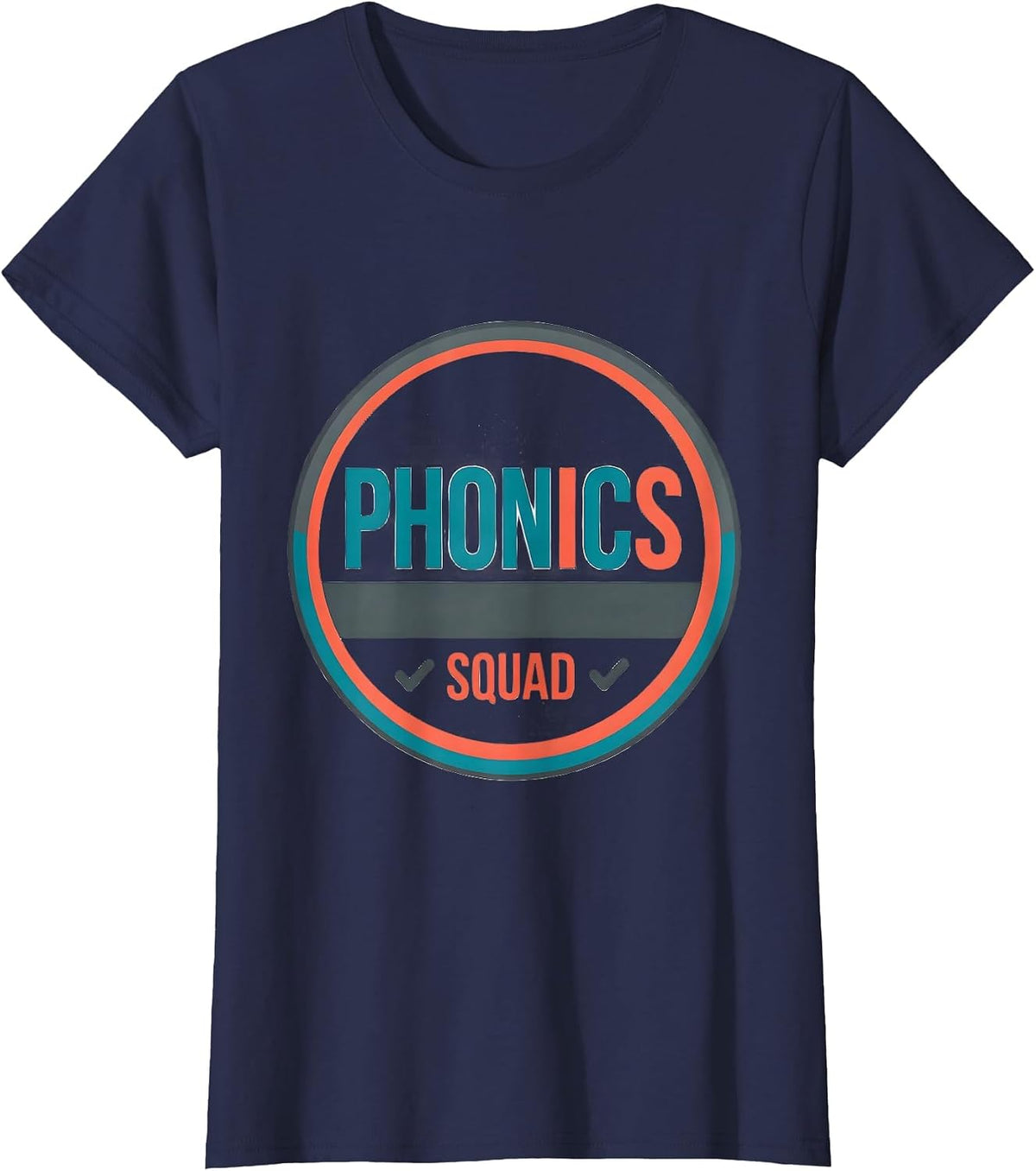 Women's Phonics Squad Structured Literacy Reading Teacher Team Pride T-Shirt - Navy Blue