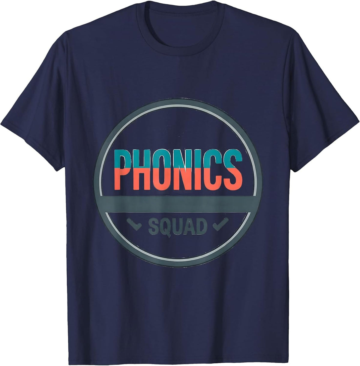 Men's Phonics Squad Structured Literacy Reading Teacher Team Pride T-Shirt - Navy Blue