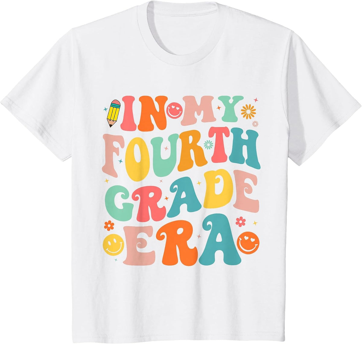 in My Fourth Grade Era 4th Grade Teacher Back to School T-Shirt - White