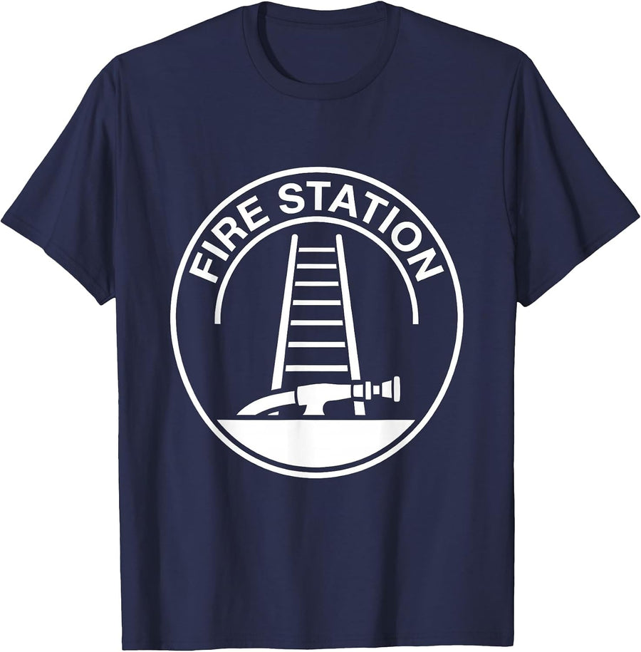 FIRE STATION Firefighter Department Pride Badge Humor T-Shirt - Navy Blue