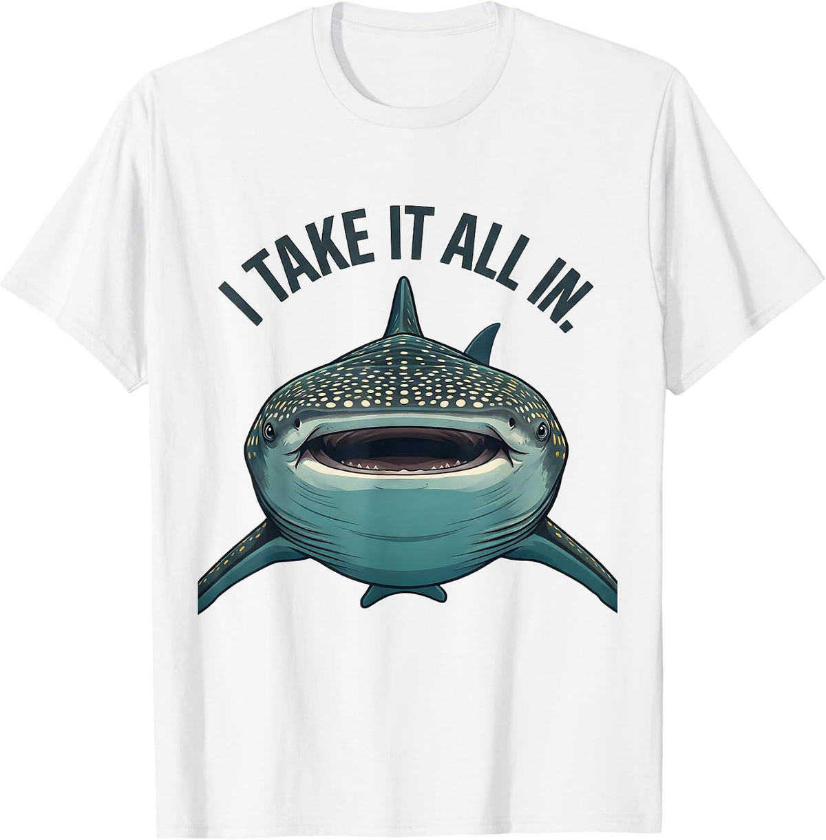 Men's I Take It All In Midcentury Modern Whale Shark Marine T-Shirt - White
