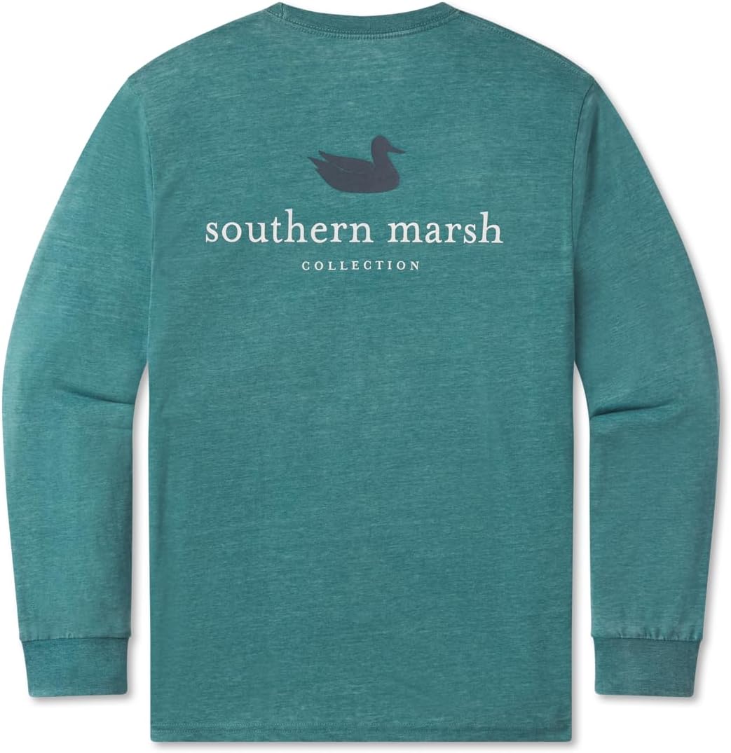 Southern Marsh Men’s SEAWASH Authentic T-Shirt – Long Sleeve Casual Graphic Tee - Dark Green