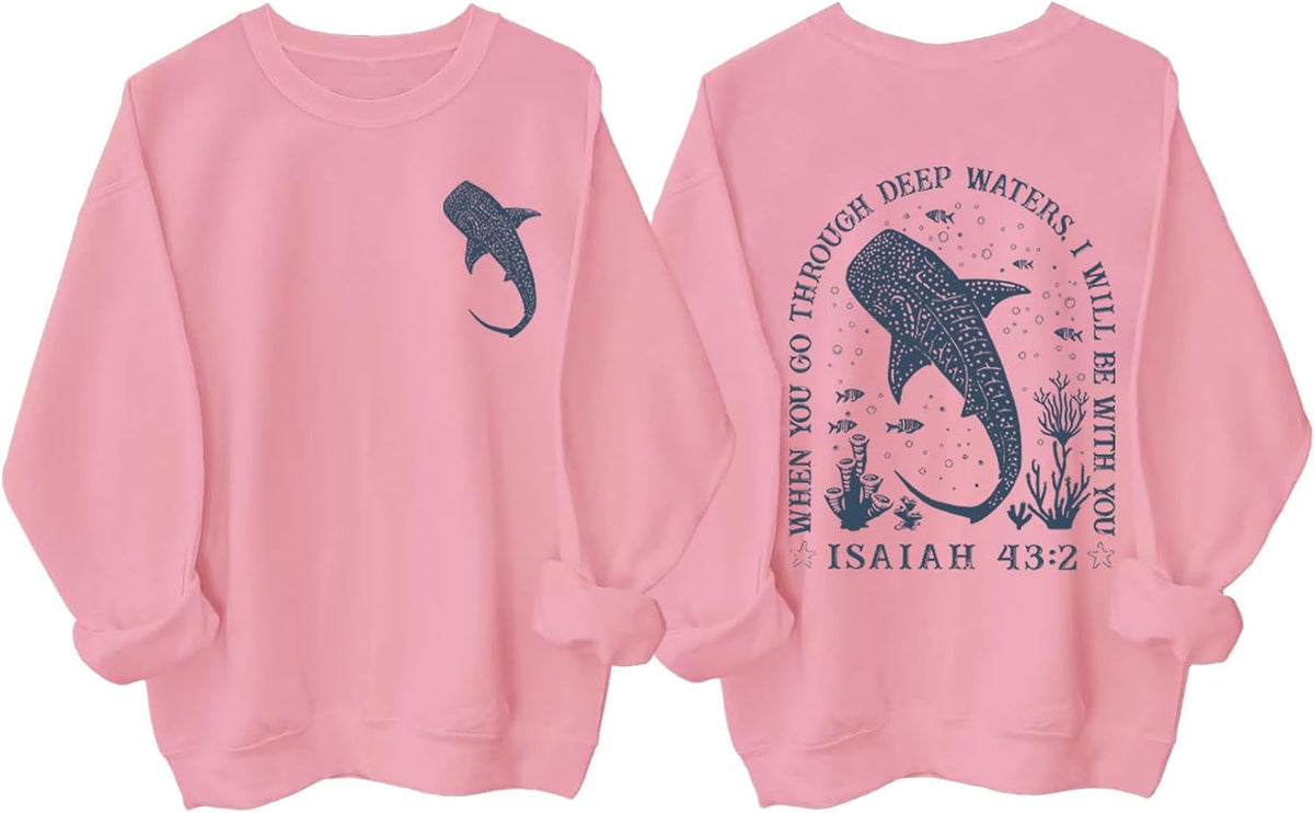 Whale Shark Sweatshirt Whale Shark Shirt Beachy Shirt Christian Ocean Shirts Women Man - Claret-2