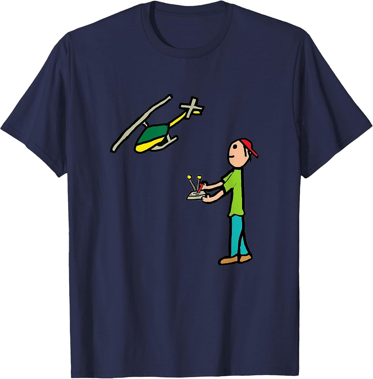 RC Model Helicopter Flying T-Shirt - Navy Blue