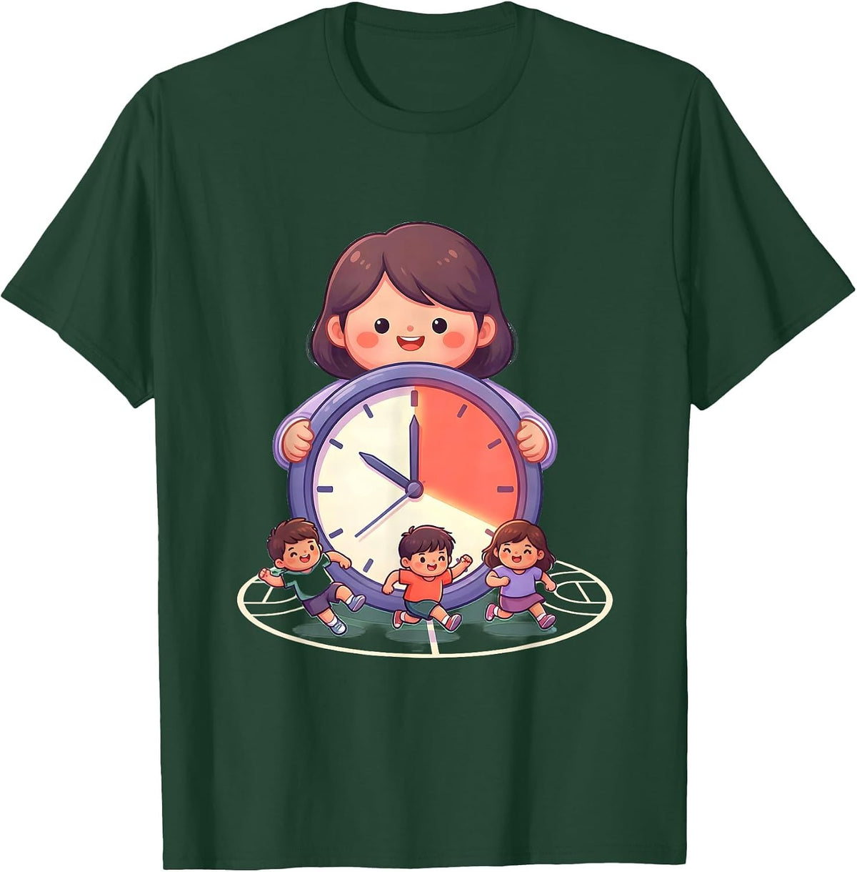 PE Teacher Mascot Back To School Cute Kawaii T-Shirt - Dark Green