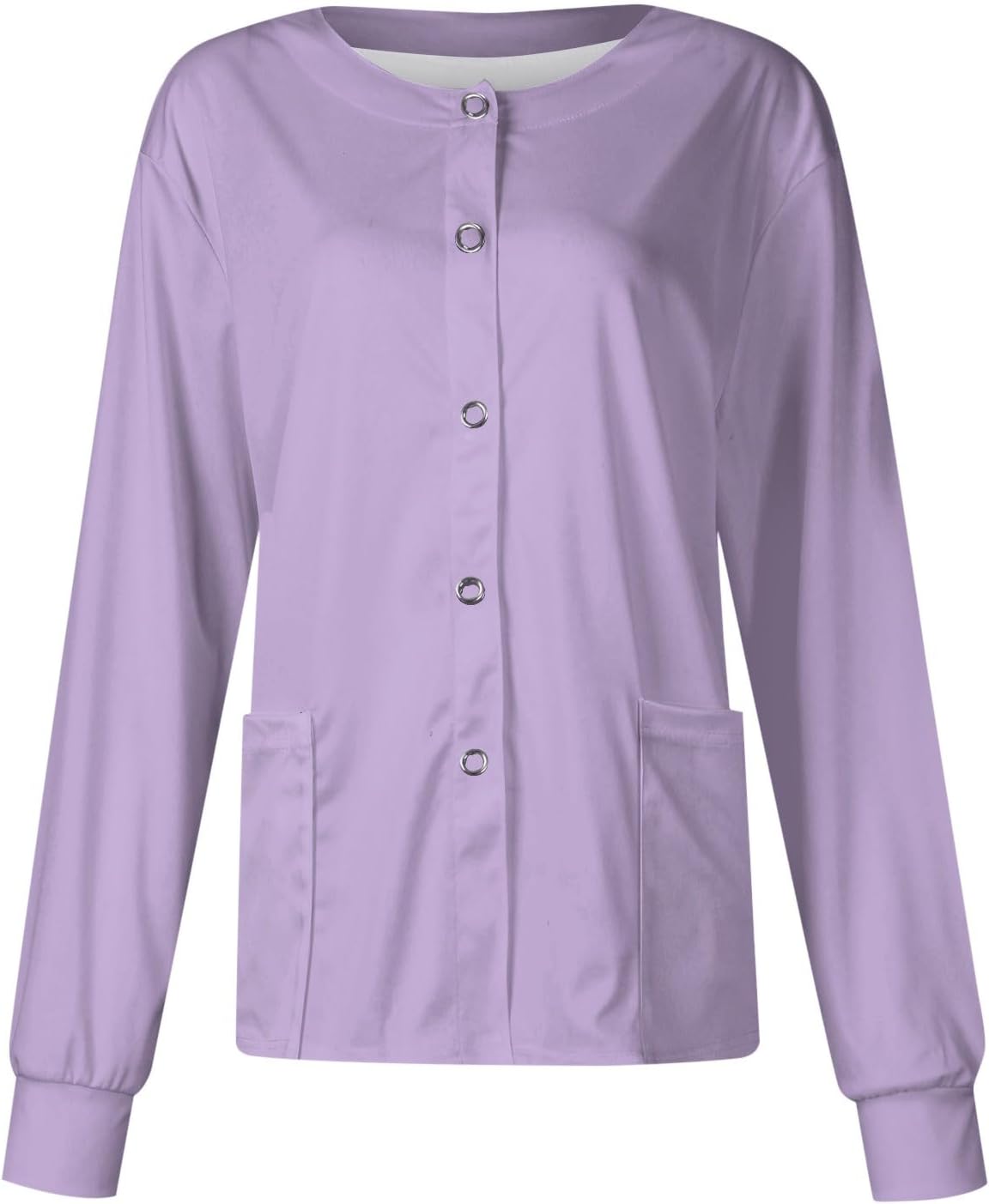 Scrub Jackets for Woman Printed Nursing Scrubs Jacket Long Sleeve Pattern Stretch Medical Work Uniform with Pocket -