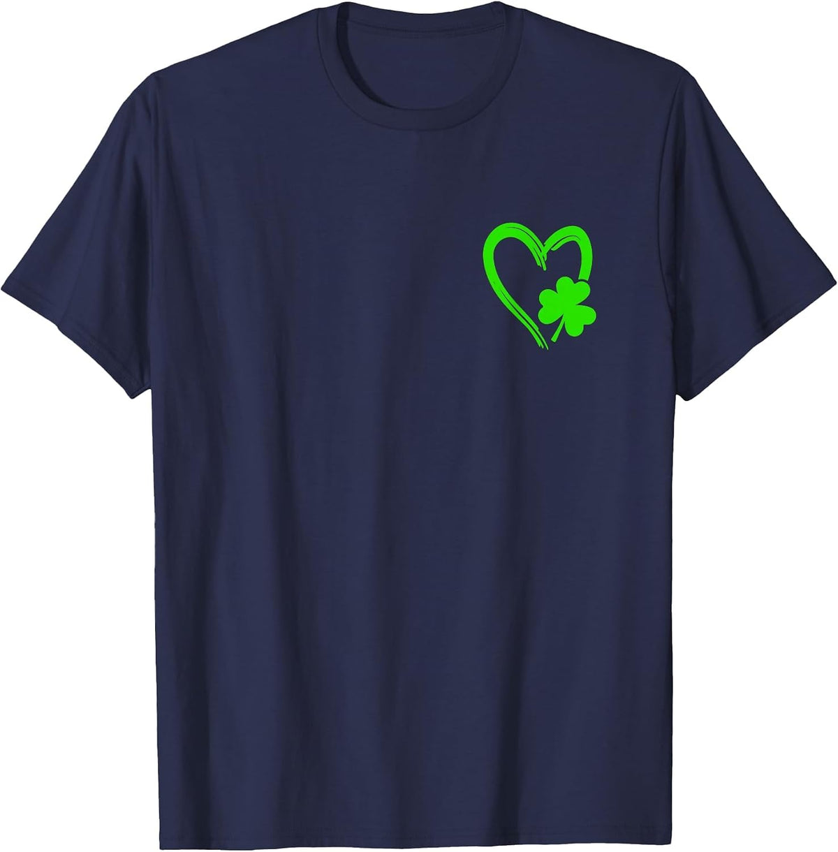 Heart Clover St Patricks Day Men Women St. Patrick Shamrock T-Shirt - Navy Blue