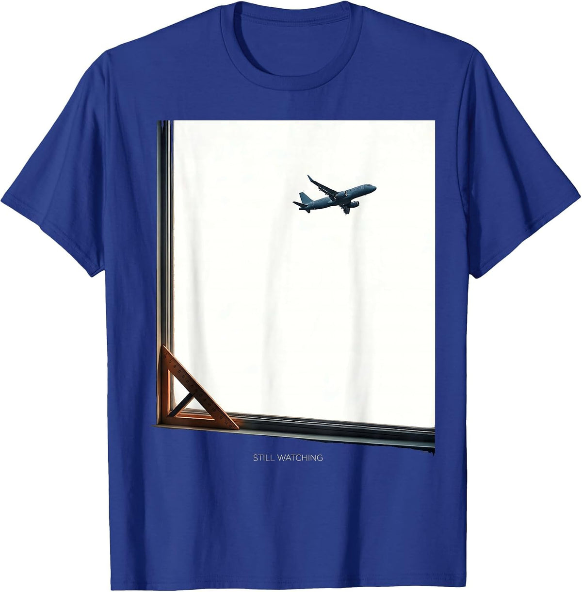 Men's Still Watching Editorial Conceptual Aviation Pilot T-Shirt - Royal Blue