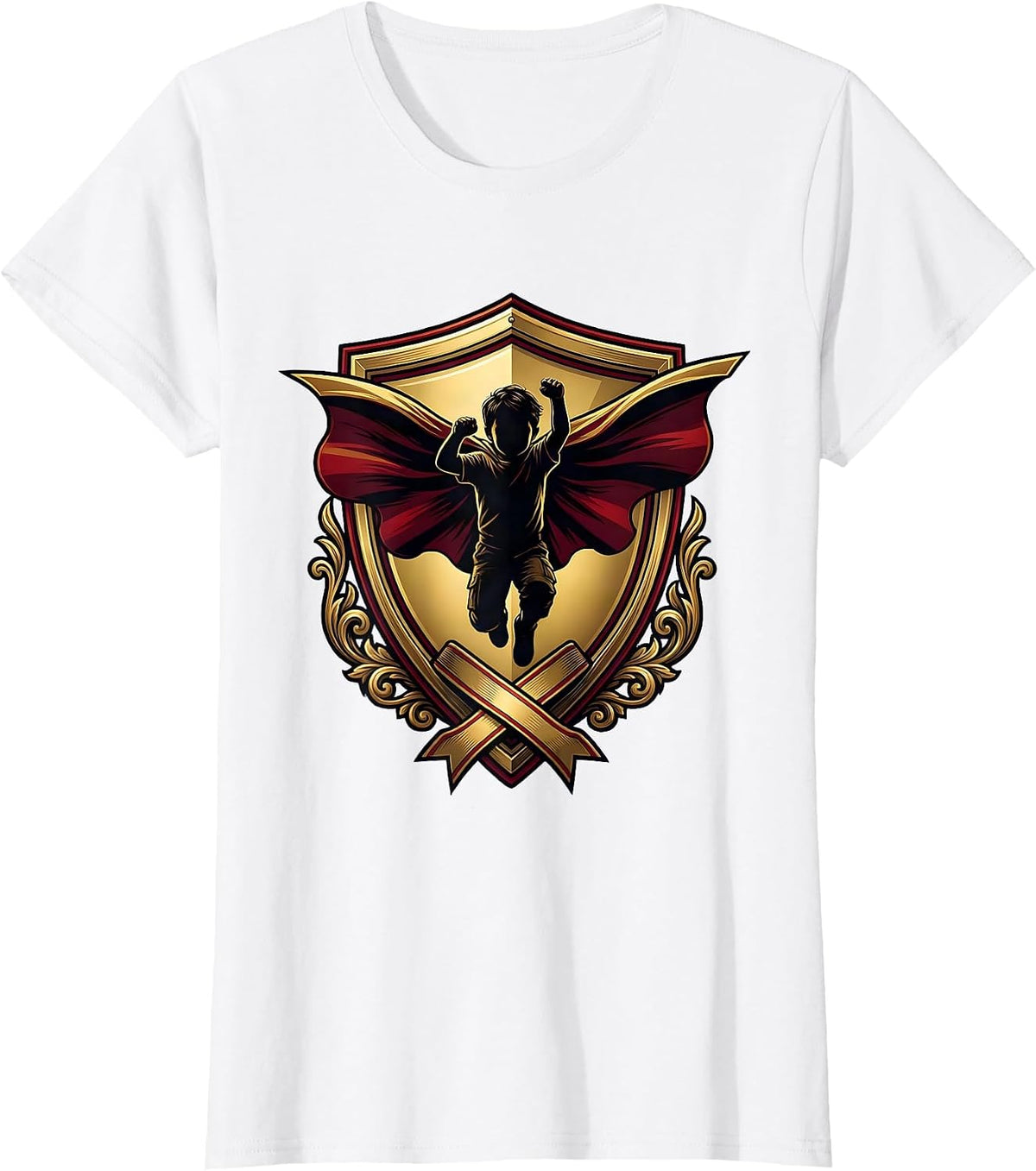 Women's Down Syndrome Awareness Superhero Child Cape T-Shirt - White