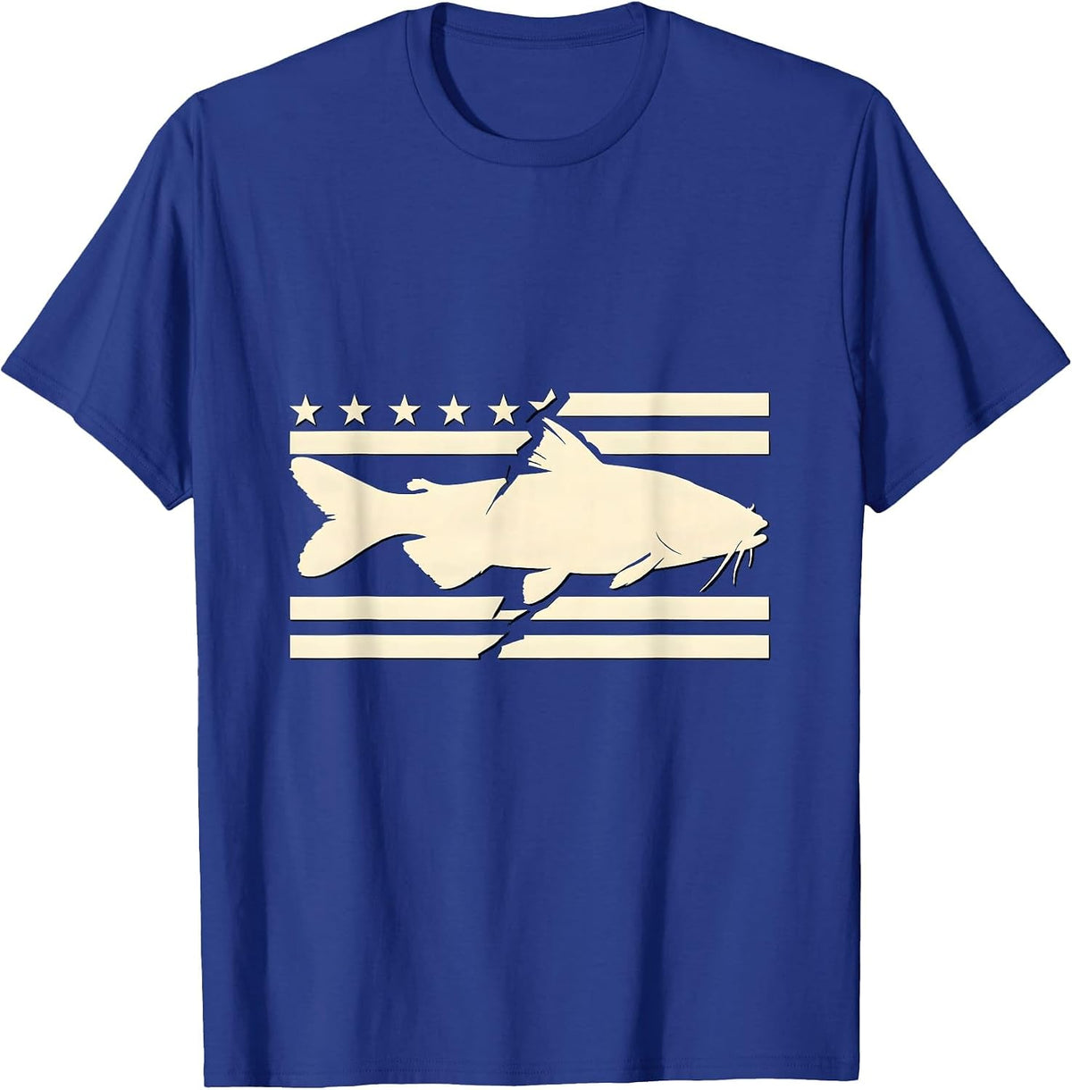 Broad Channel Catfish Silhouette Camo Fishing Humor T-Shirt - Royal Blue