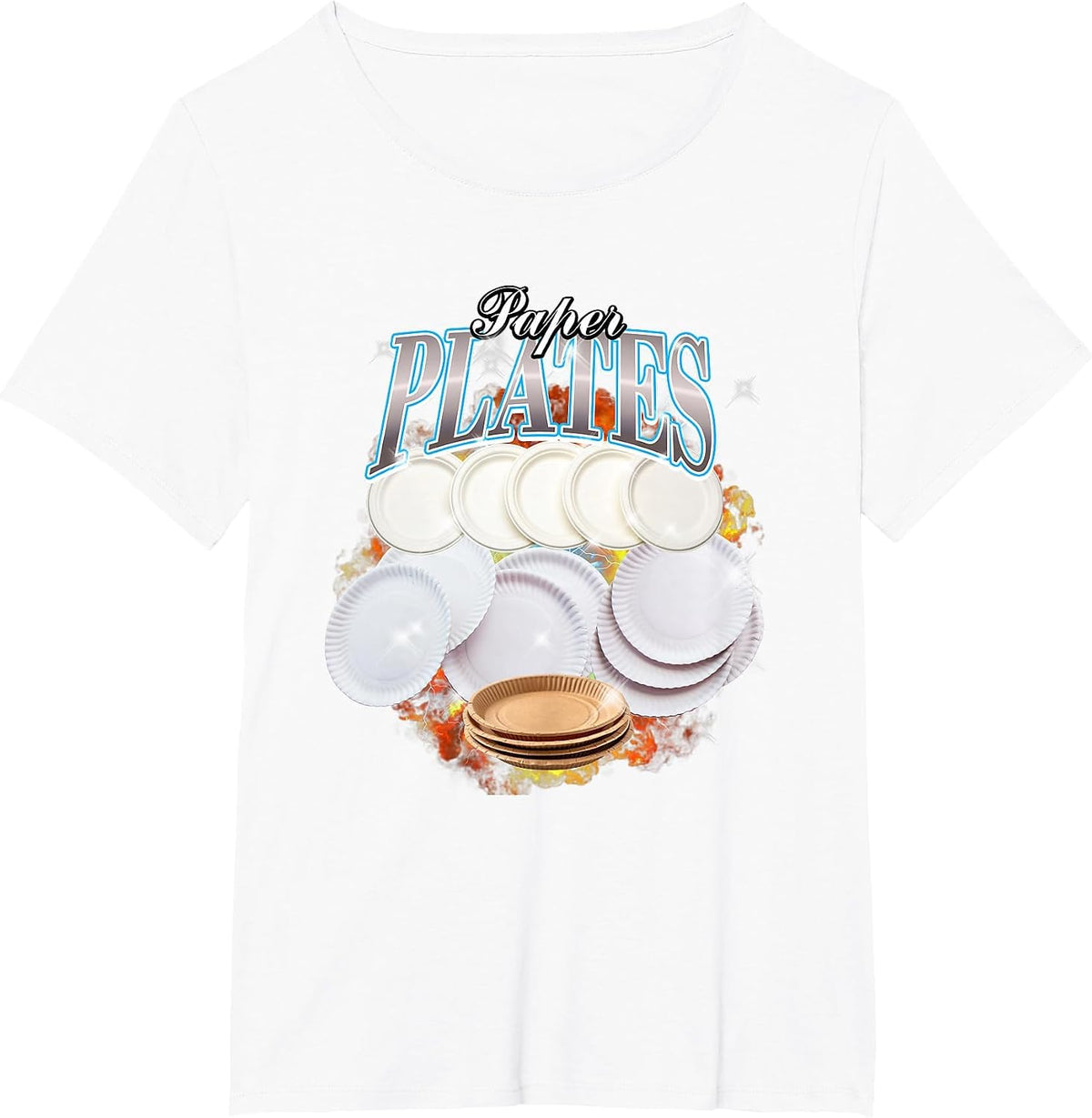 Thanksgiving Paper Plates Bootleg 90's Rap Rock Vintage T-Shirt - White