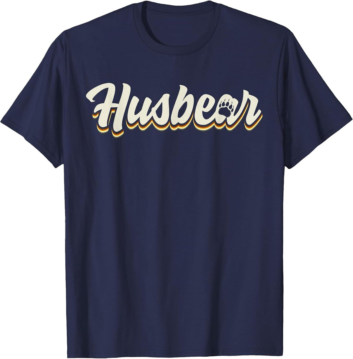 Gay Husbear Bears Gay Pride Retro Vintage Look T-Shirt - Navy Blue