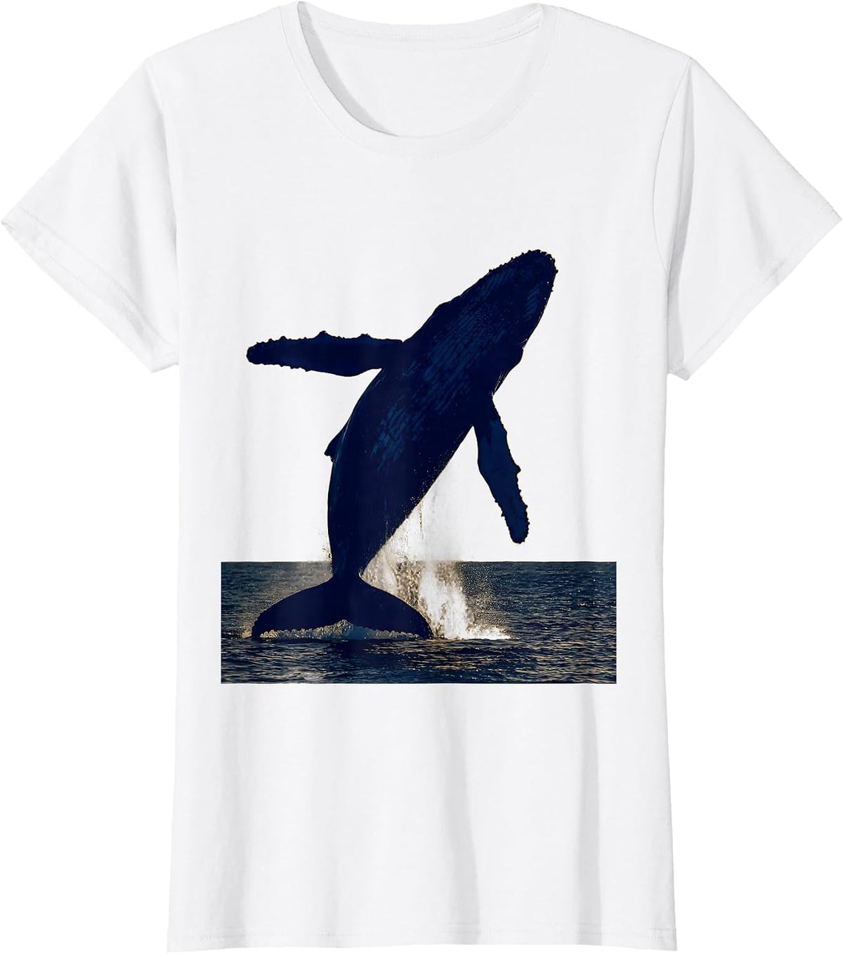 Cape Cod Humpback Whale Breaching at Sunset T-Shirt - White