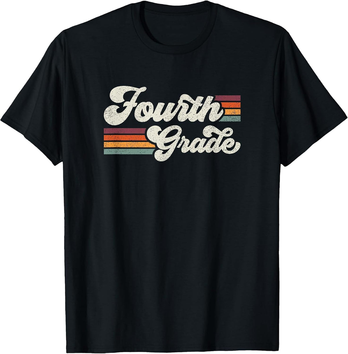 Retro Fourth Grade Teacher Back to School T-Shirt - Black