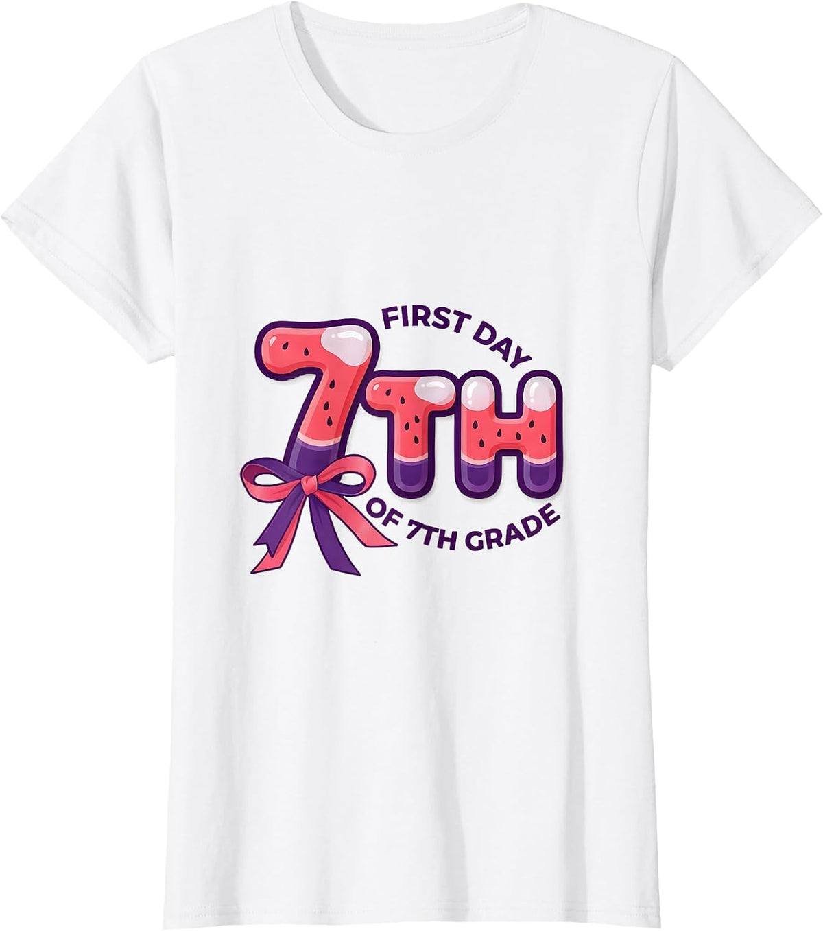 Women's First Day Of 7th Grade Coquette Bow Back To School T-Shirt - White