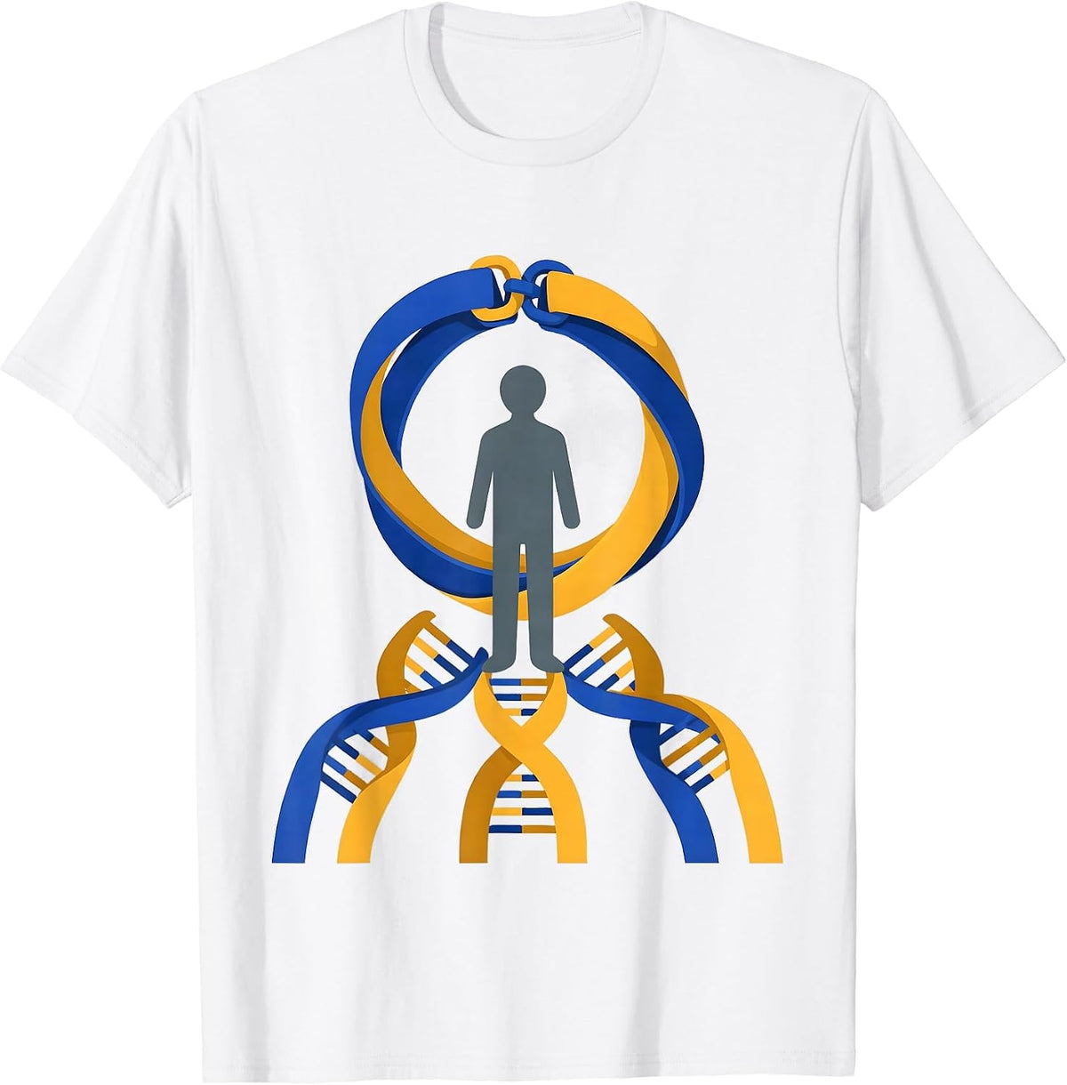 Men's Linked Wristbands Blue Yellow Down Syndrome Awareness T-Shirt - White