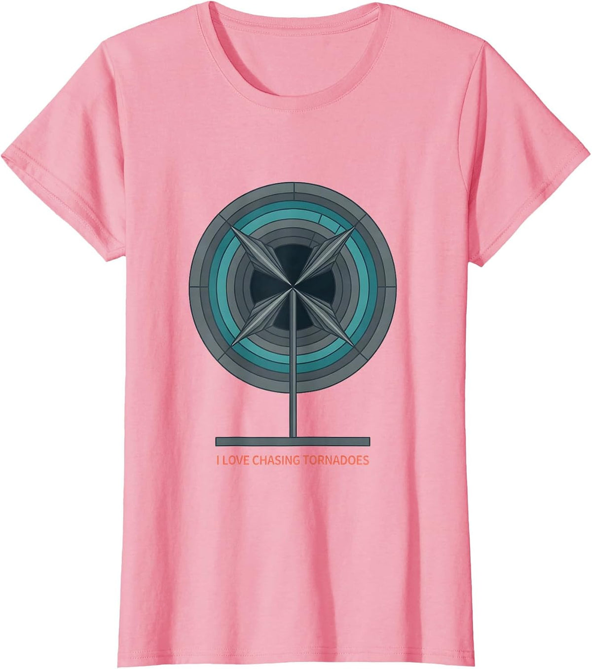 Women's I Love Chasing Tornadoes Flat Vector Meteorology Enthusiast T-Shirt - Pink