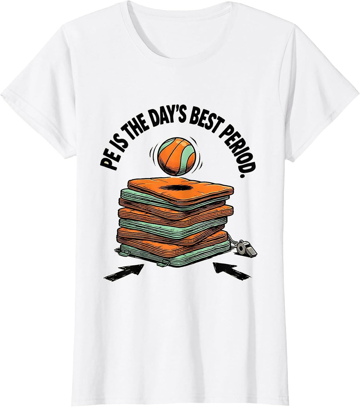 PE Is The Day's Best Period Funny PE Teacher Gym Coach Back T-Shirt - White