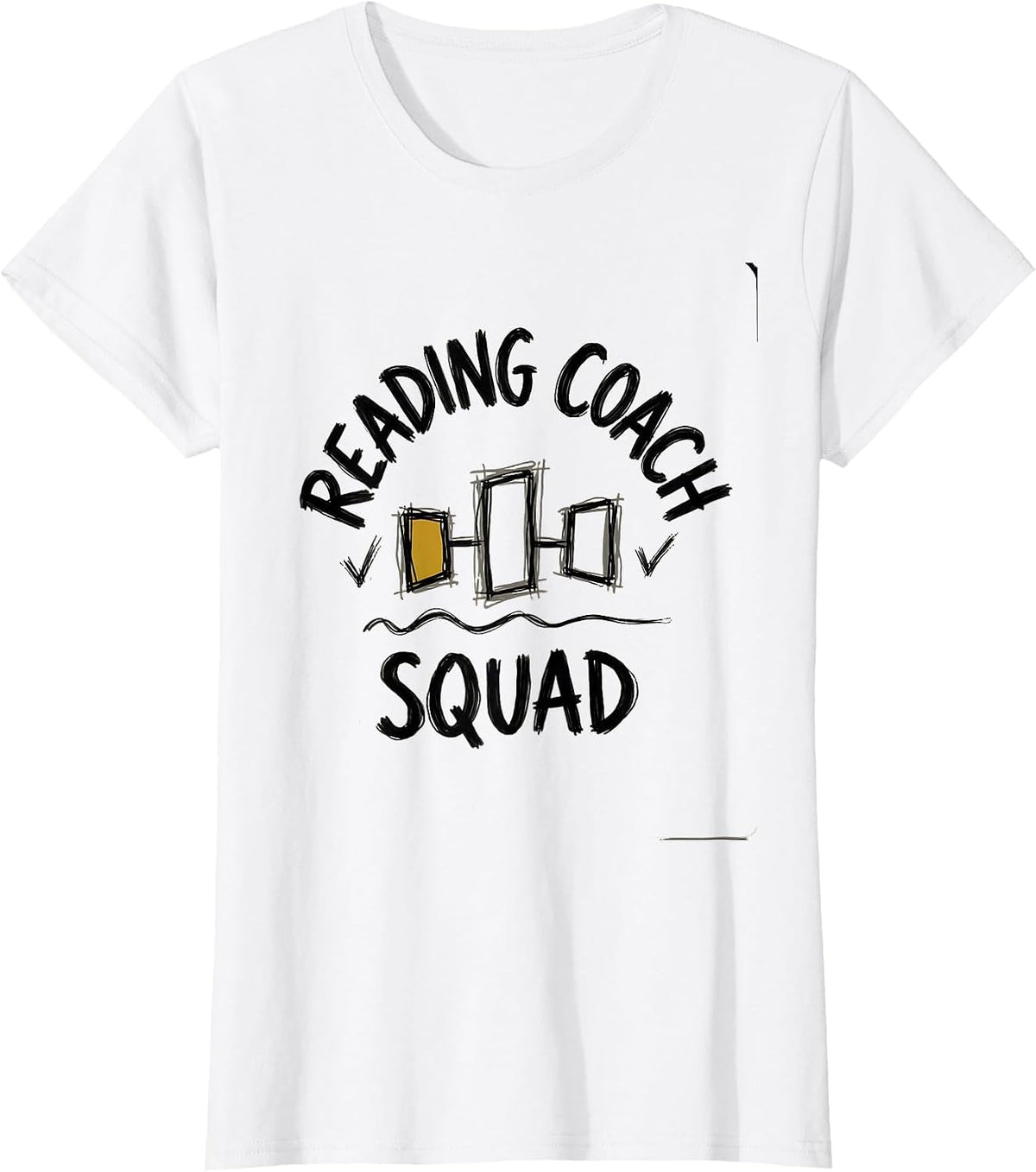 Women's Reading Coach Squad Hand-Sketched Literacy Teacher T-Shirt - White