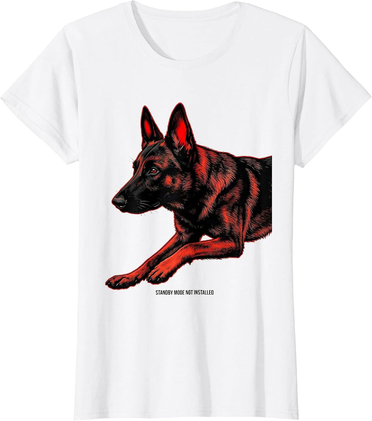 Women's Standby Mode Not Installed Funny Belgian Malinois Dog Owner T-Shirt - White