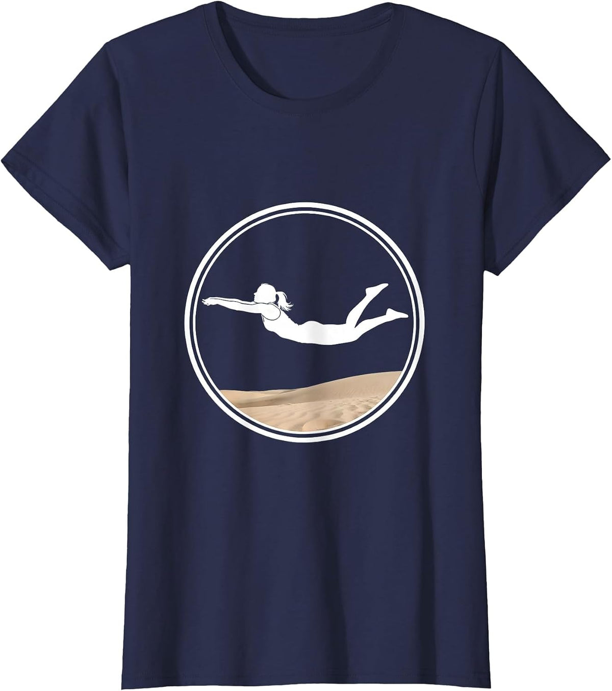 Women's Beach Volleyball Libero Diving Save Graphic T-Shirt - Navy Blue