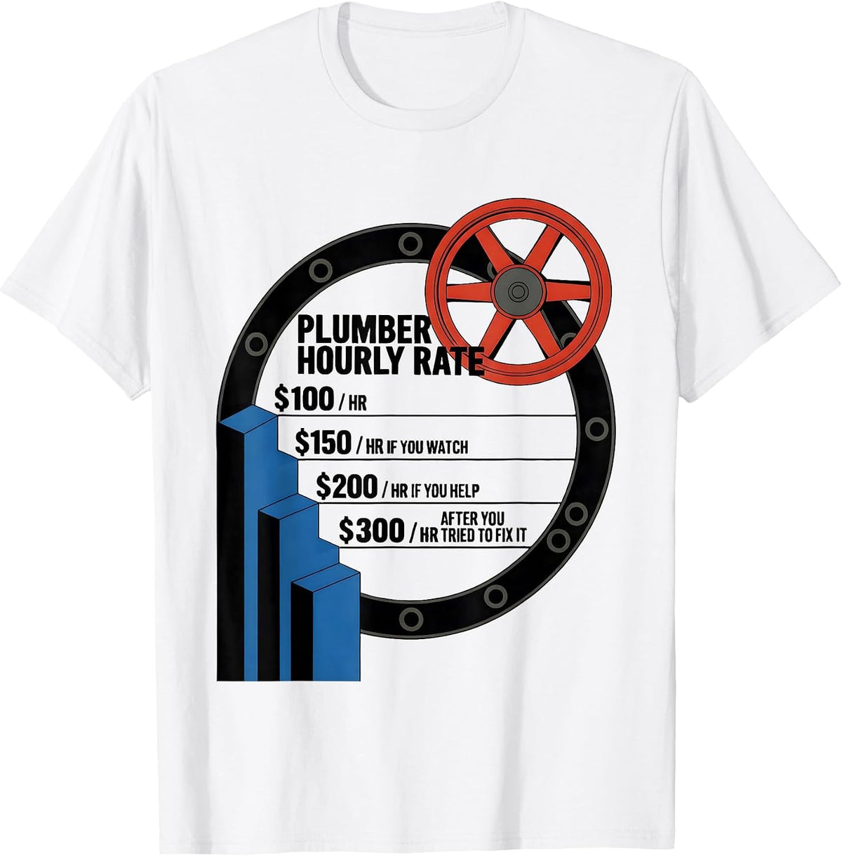 Men's Plumber Hourly Rate Funny Plumbing Gift T-Shirt - White