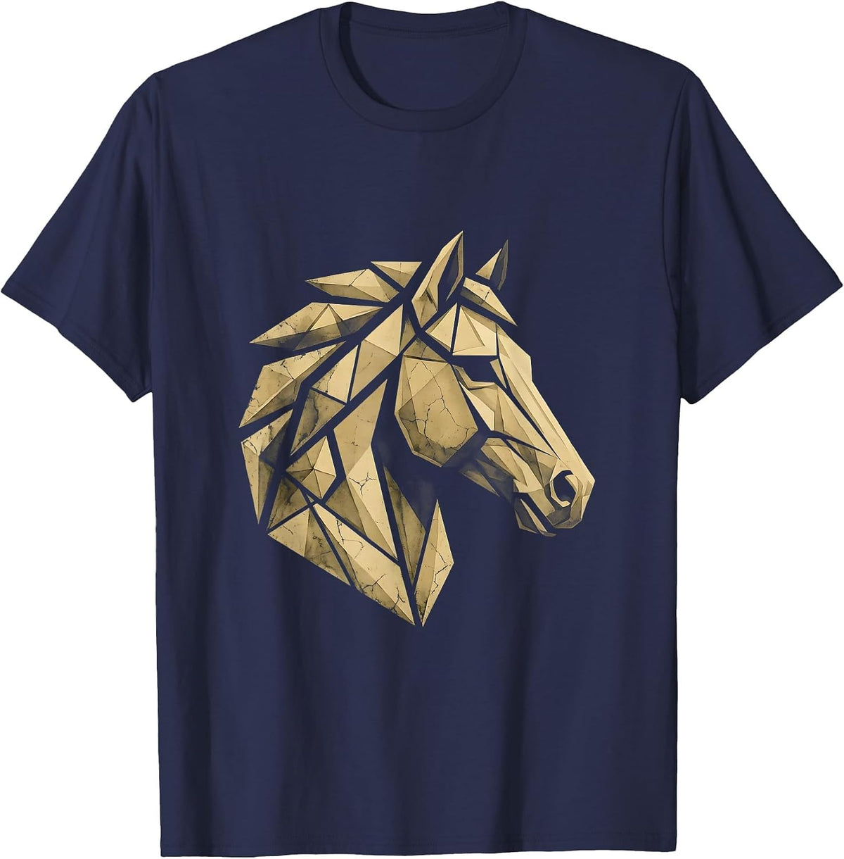 Horse Head Portrait Geometric Art Design T-Shirt - Navy Blue
