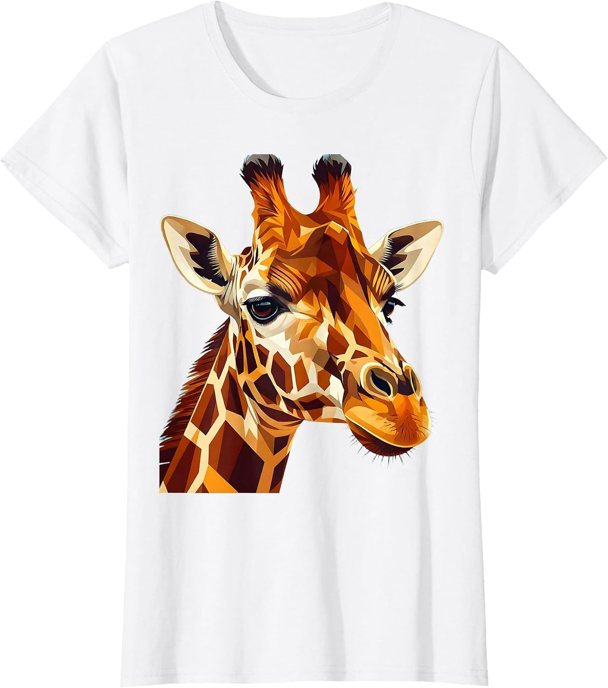 Bold Geometric Giraffe Close-Up Graphic T-Shirt - White