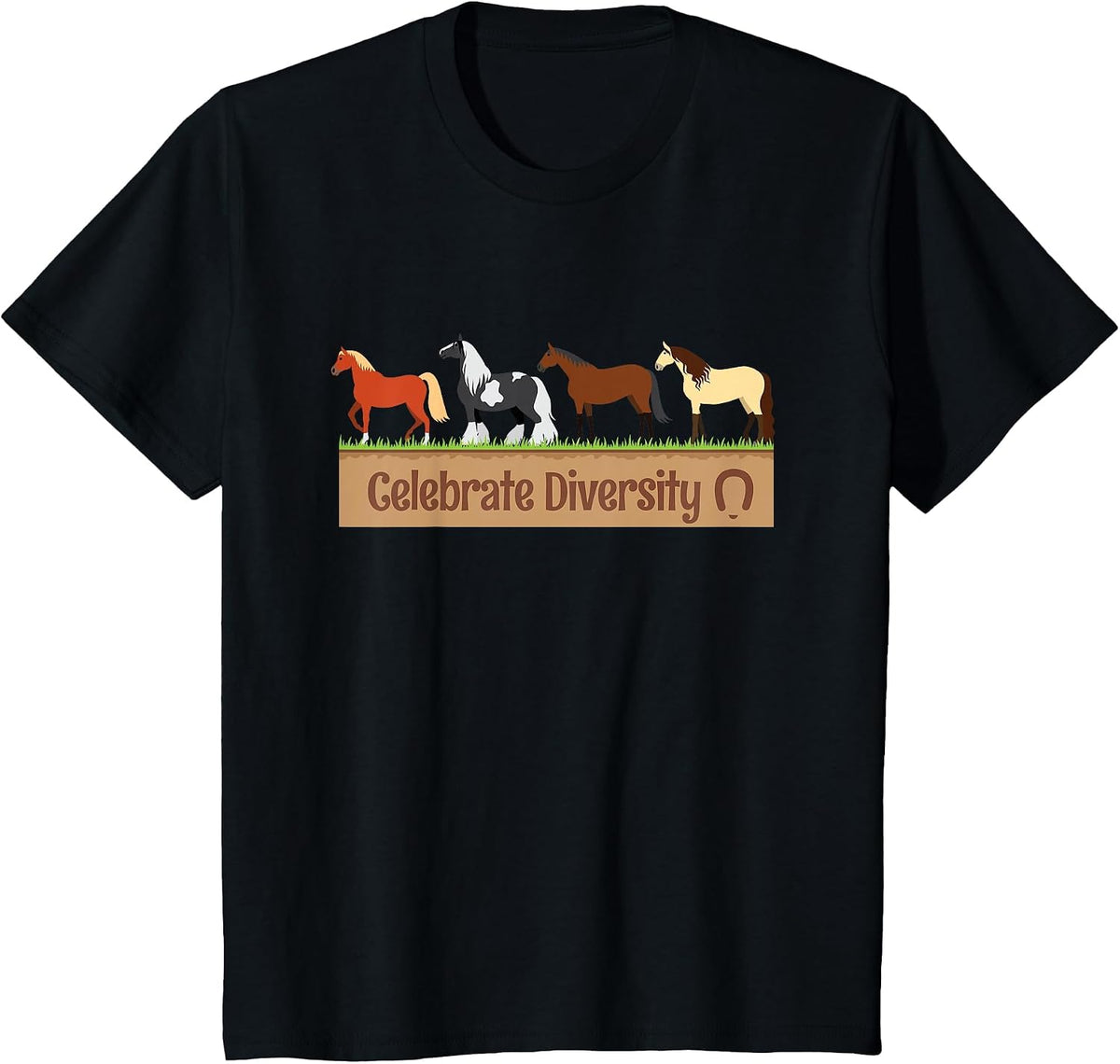 Celebrate Diversity Horse Breed Shirt Equestrian Types Horse T-Shirt - Black