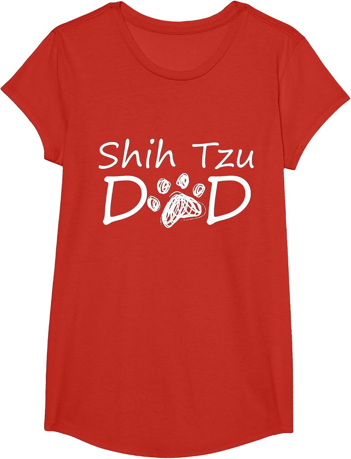 Shih Tzu Dad Breed Daddy Puppy Dog Owner Father Papa T-Shirt - Girls Red