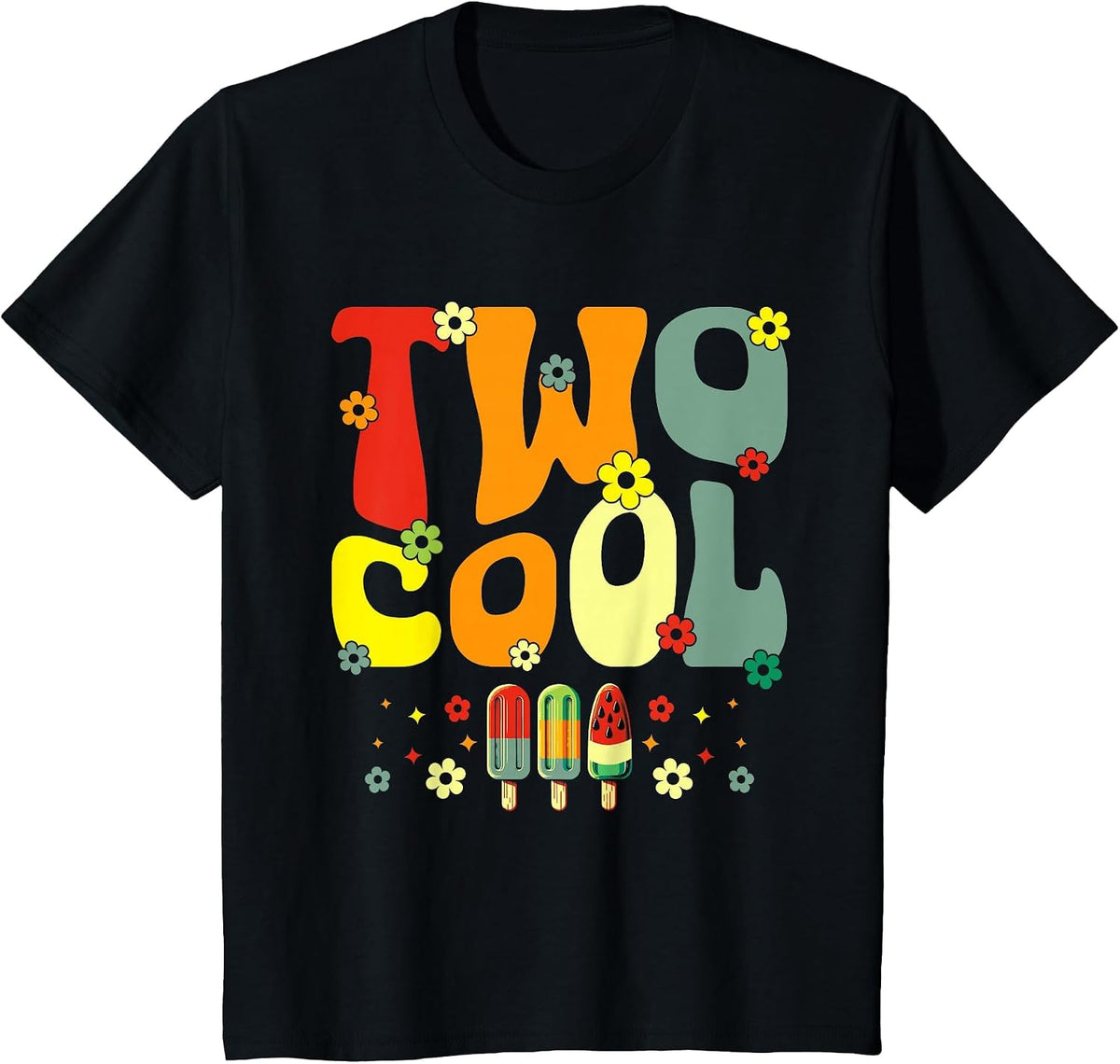 Two Cool 2nd Birthday Popsicle 2 Year Old Boy Second Bday T-Shirt - Black