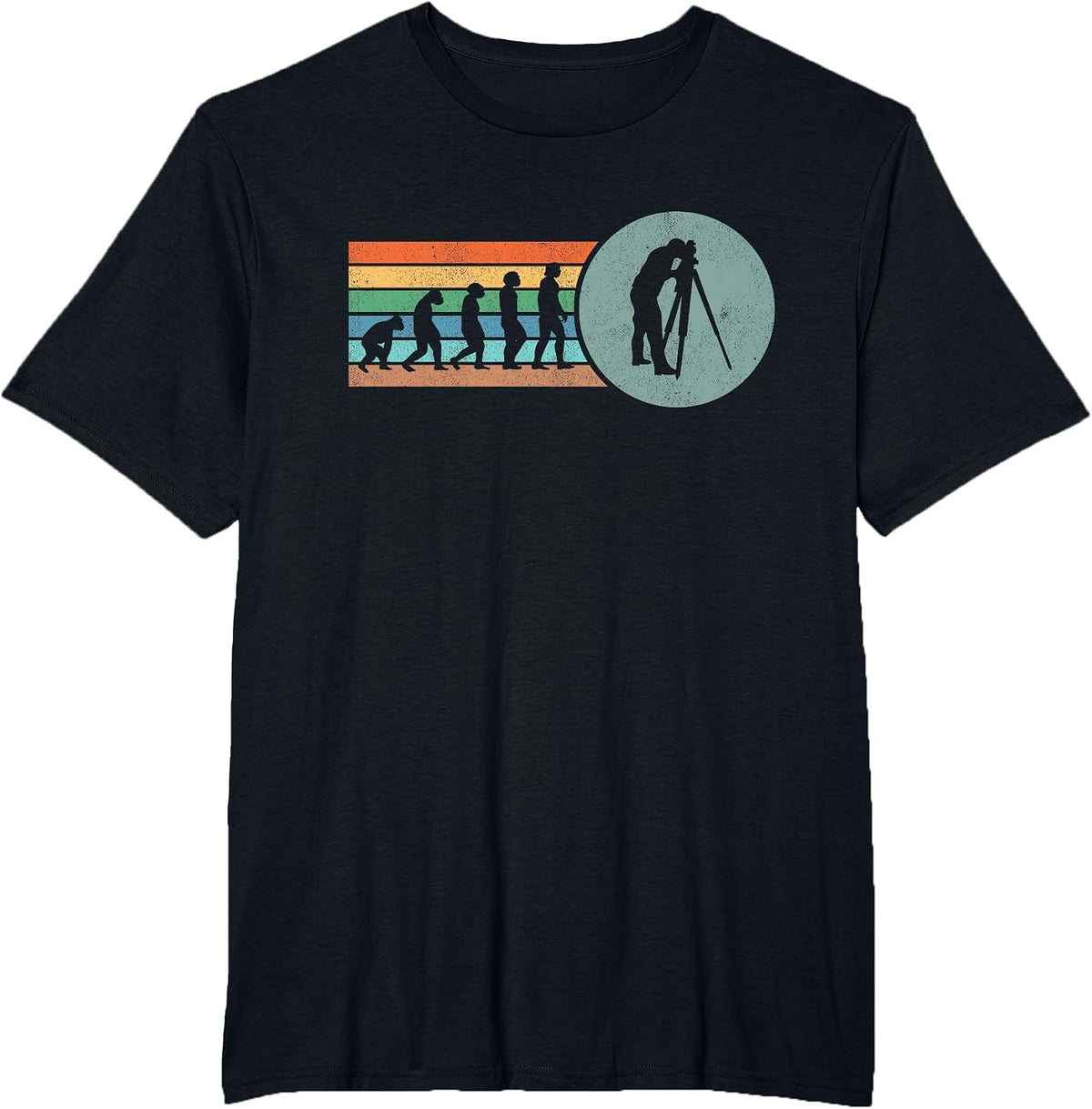 Retro Land Surveying Human Evolution Engineer Land Surveyor T-Shirt - Black