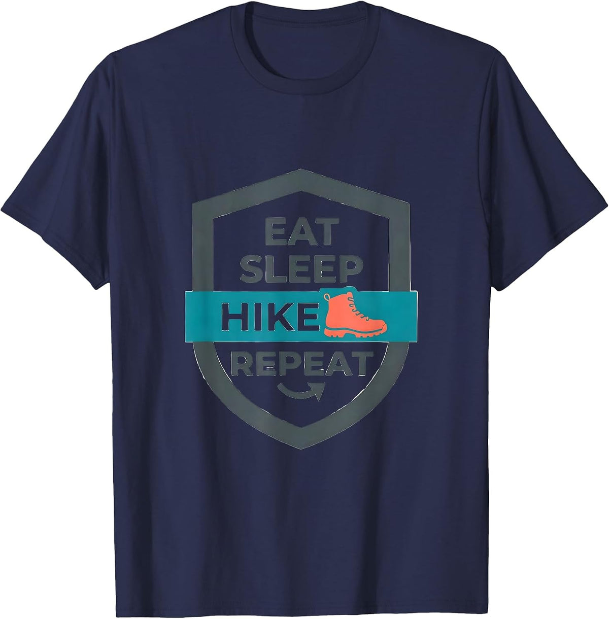 Eat Sleep Hike Repeat Funny Hiking Lover Gift Idea T-Shirt - Navy Blue