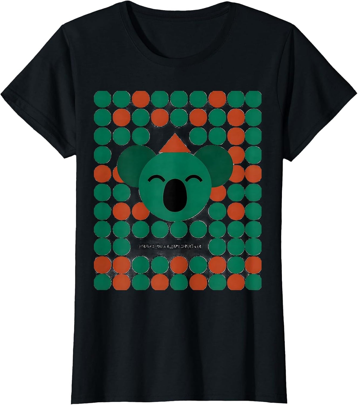 Wishing You A Sleepy Christmas Geometric Koala Lover Cute T-Shirt - Black